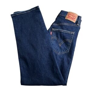 Levis Womens 24X26.5 Dark Wash High Rise Button Fly Ribcage Straight Ankle Jeans